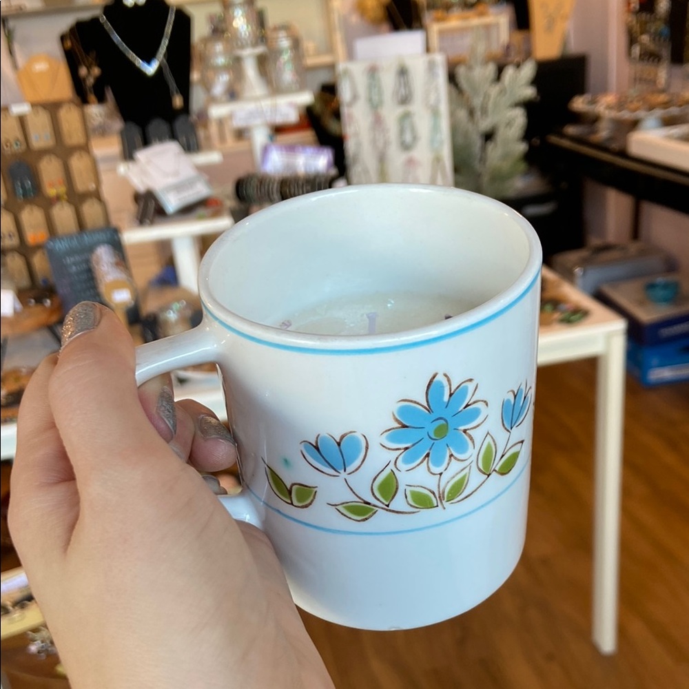 Vintage Floral Ceramic Mug Soy Candle